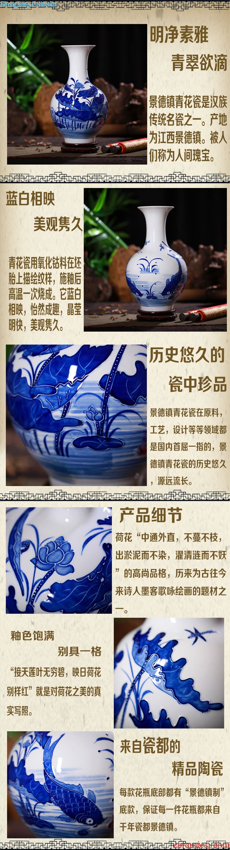 Jingdezhen ceramics large blue and white seal pot sitting room place candy jar household act the role ofing is tasted barrel storage tank