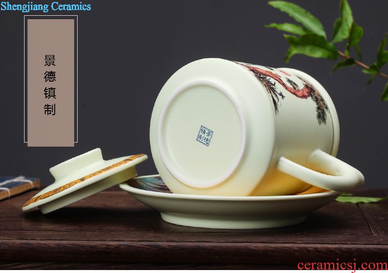 Jingdezhen ceramic cups with cover bone porcelain cup household porcelain bowl glass office meeting 10 only to custom