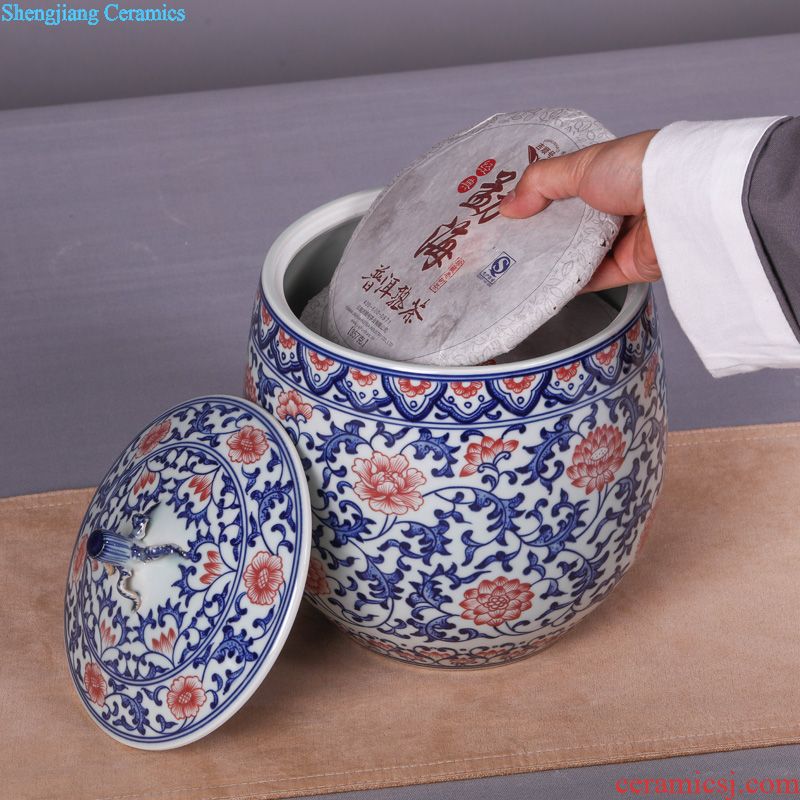 Jingdezhen ceramic POTS of tea pot, box seal storage tank of blue and white porcelain household storage POTS