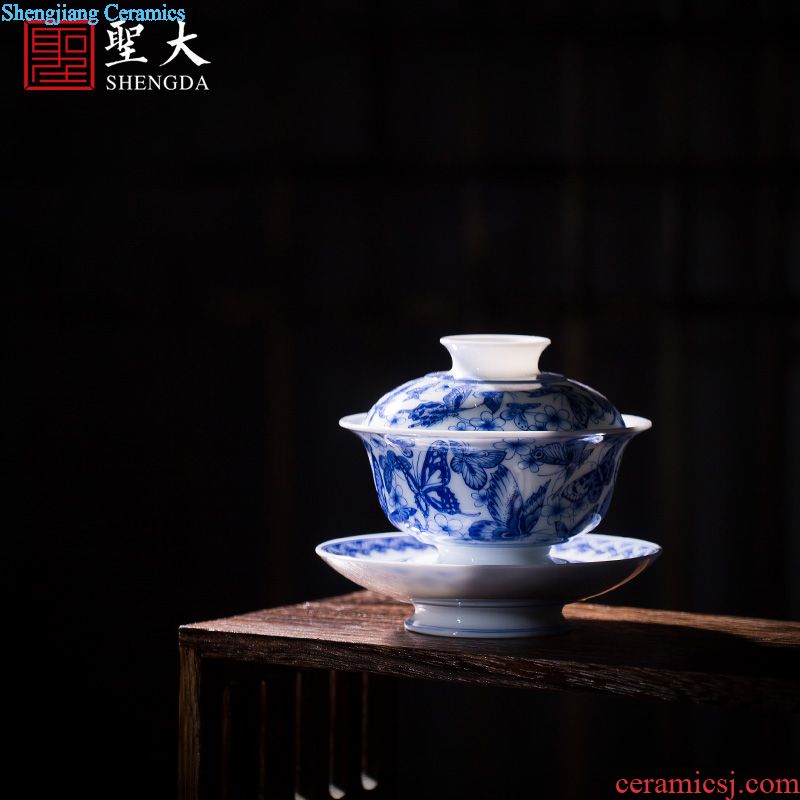 Santa teacups hand-painted ceramic kungfu alum hat red dragon grain bound branch tea light cup of jingdezhen tea service master cup