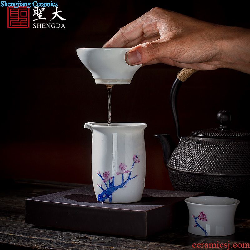 Holy big ceramic kung fu tea color suits hand-painted porcelain dou yulan eight head tureen jingdezhen set of tea cups