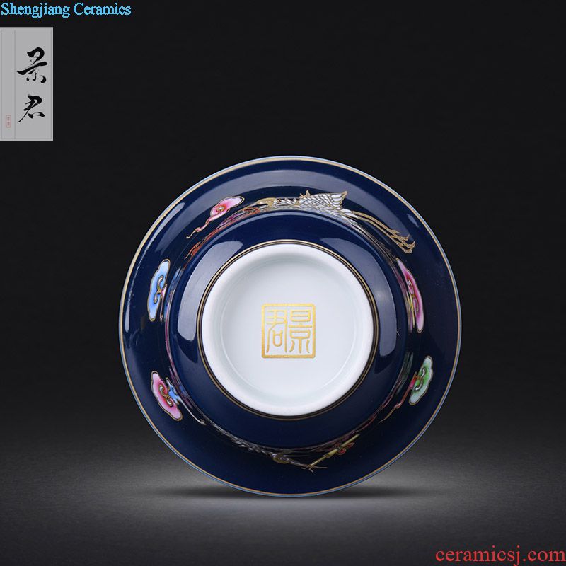 Jingdezhen ceramic kung fu tea set teacups hand-painted colored enamel flower master cup single cup sample tea cup