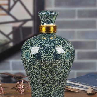 Jingdezhen ceramic bottle a kilo with household adornment blue glaze furnishing articles bottle liquor pot seal wine jar 1 catty