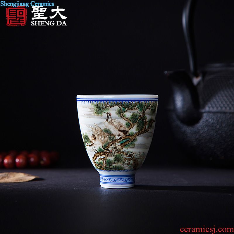 Santa yongzheng collection owner level teacups hand-painted glass alum red paint sample tea cup jingdezhen all hand tea set