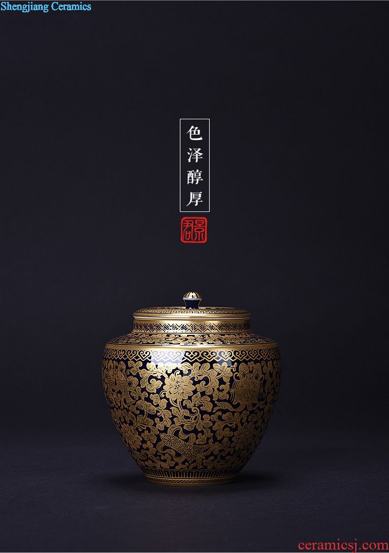 JingJun jingdezhen ceramic hand-painted ji blue paint all hand tureen kung fu tea tea three tureen tea cups