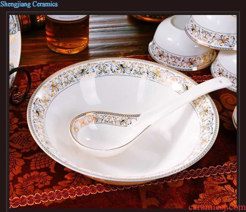 Delin paint bone bowls disc ladle simmering fish dish of rice bowls DIY parts with ceramic tableware suit