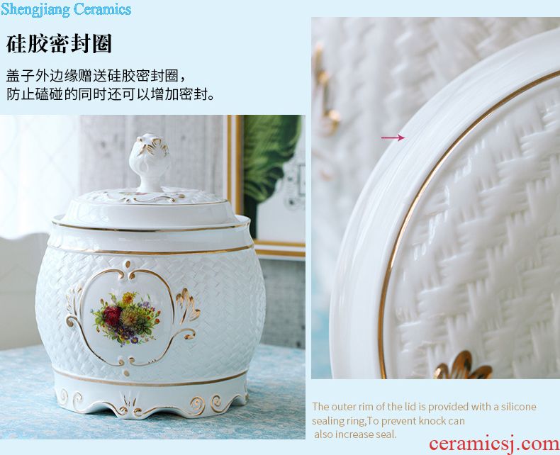 Ceramic jars it oil cylinder storage tank 50 kg 100 jins big bucket of jingdezhen tea at the end of the cylinder with tap