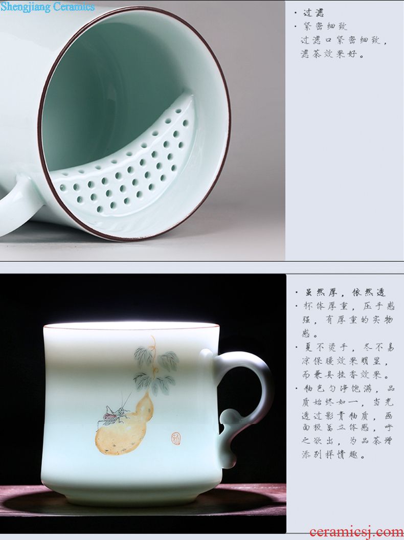 The three frequently tureen tea ware jingdezhen ceramic cups hand-painted pastel celadon S12014 matte white only three cup