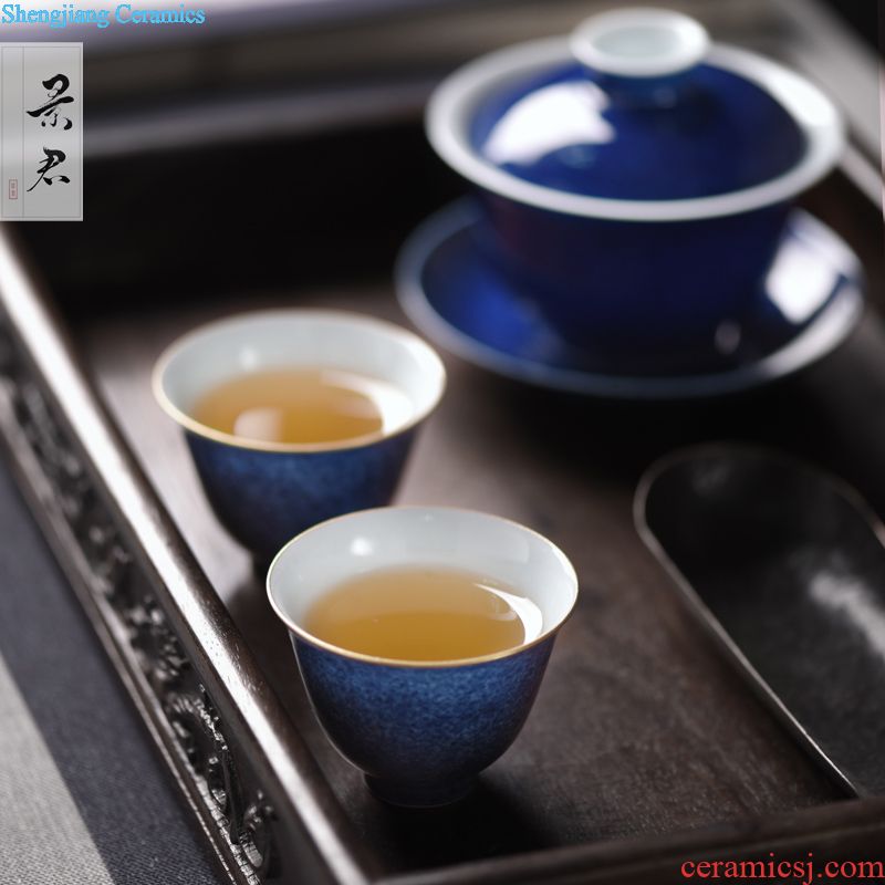 JingJun Tureen ceramic cups large only three bowl full kung fu tea bowl of jingdezhen blue and white 1 hand by hand