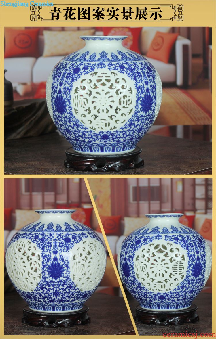 Hand draw archaize of blue and white porcelain kiln jingdezhen ceramics slicing crafts vase household act the role ofing is tasted the living room