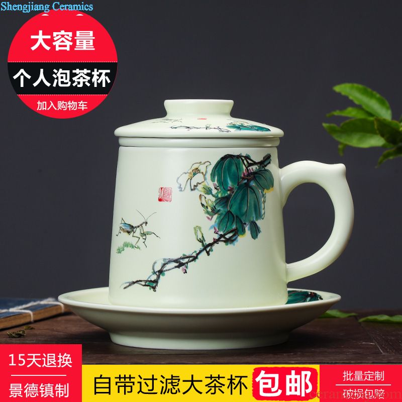 Jingdezhen ceramic cups with cover bone porcelain cup household porcelain bowl glass office meeting 10 only to custom