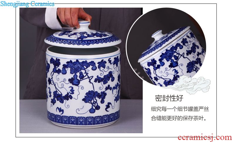 Jingdezhen ceramic household caddy large seven loaves puer tea pot containing porcelain tea pot seal