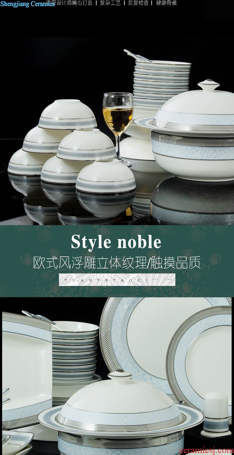 European dishes suit tableware suit home dishes 56 head of jingdezhen ceramic plate creative job
