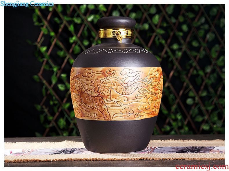 Jingdezhen ceramic barrel ricer box 30 50 kg pack household moistureproof cylinder cylinder tank storage jar of pickles with cover