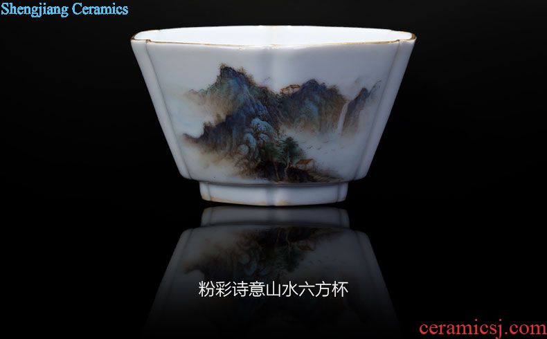 The big ceramic curios Hand draw heavy jingdezhen blue and white one hundred and eight ten cups set cups tea cups