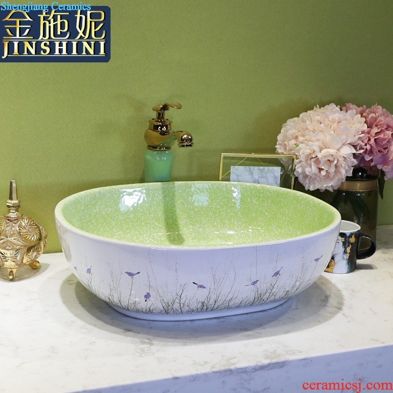 On the ceramic bowl wash gargle lavabo household elliptic green art basin bathroom sinks basin