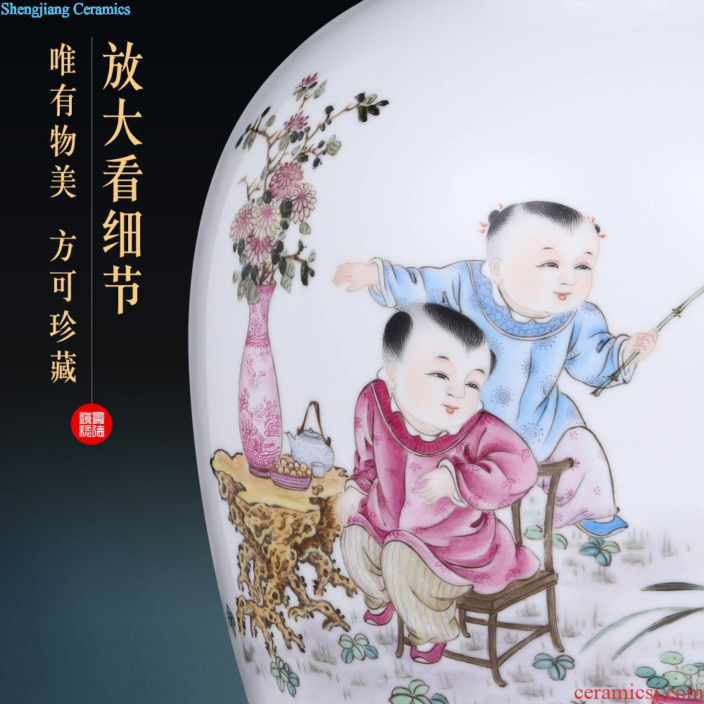 Jingdezhen ceramics vase furnishing articles imitation qing qianlong powder blue glaze ears on bottles of home sitting room adornment