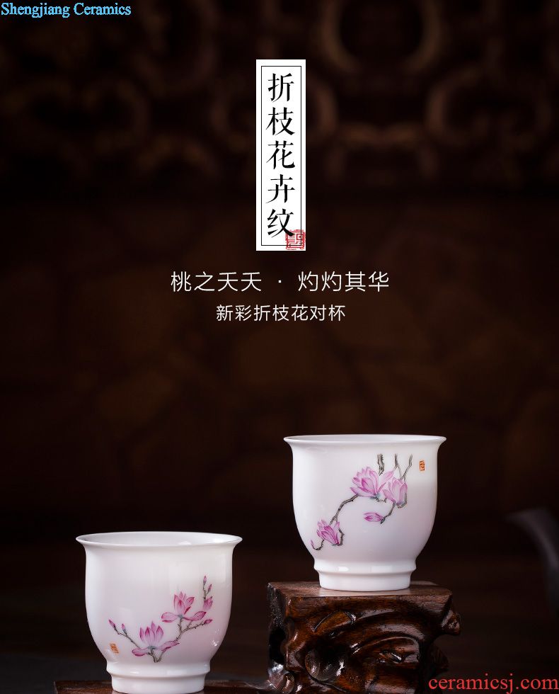 Holy big cup sample tea cup hand-painted ceramic kungfu pastel lad spring square cup all hand of jingdezhen tea service