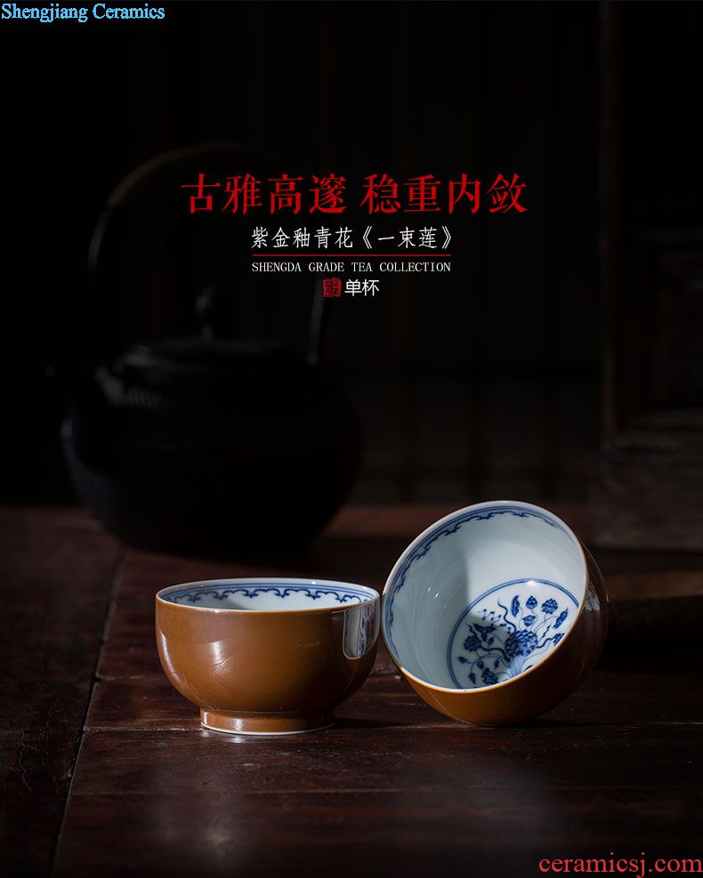 Santa teacups hand-painted porcelain ceramic kungfu sample tea cup 18 arhats six glasses suit manual of jingdezhen tea service