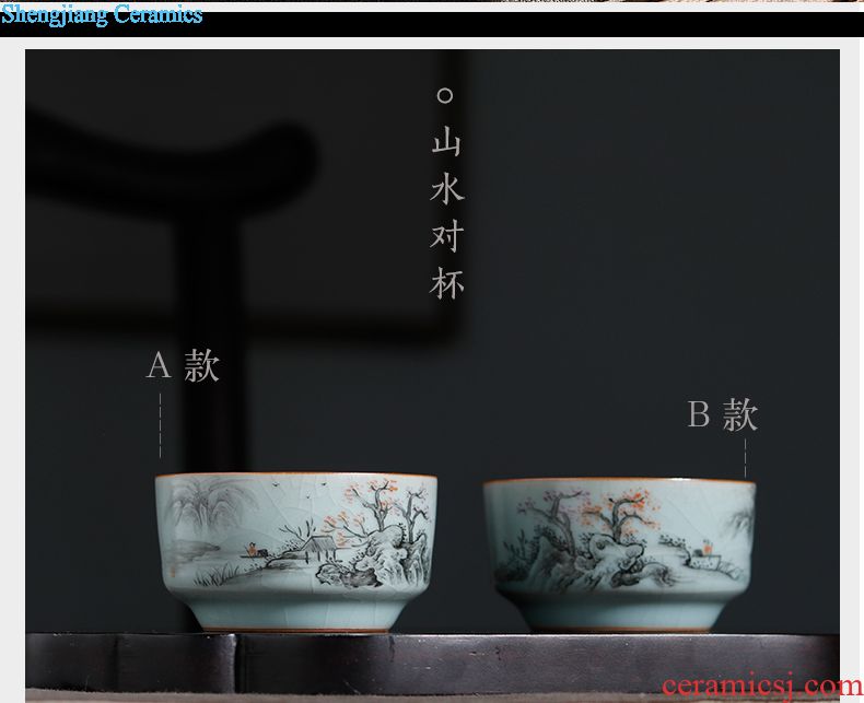 Jingdezhen tea set single glass ceramic cups of tea light colored enamel hand-painted kung fu master cup sample tea cup individual cup