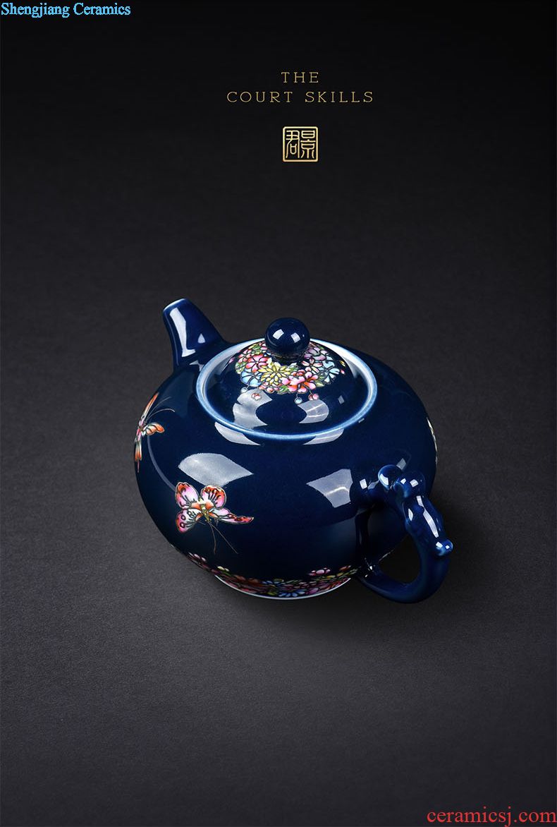 JingJun hand-sketching jingdezhen blue and white porcelain teapot ChanCui kung fu ceramic teapot tea set