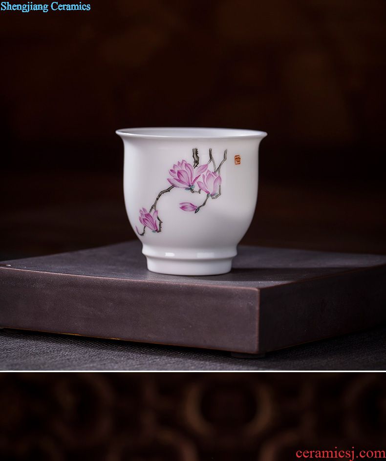 Holy big cup sample tea cup hand-painted ceramic kungfu pastel lad spring square cup all hand of jingdezhen tea service