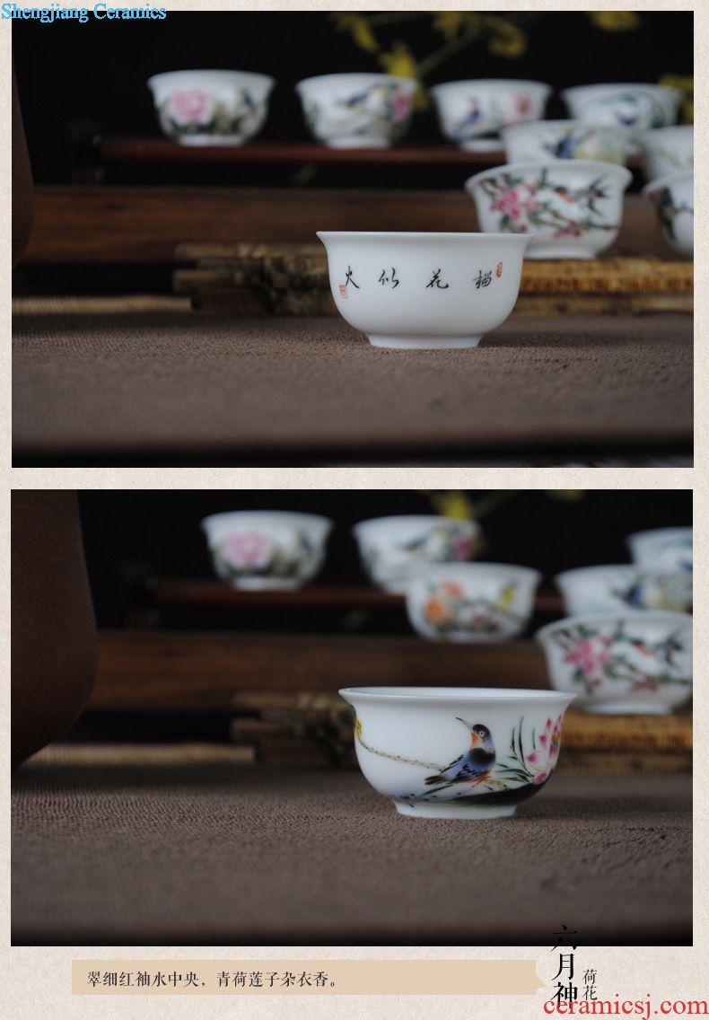 Owl jingdezhen kiln XY - CJ284C hand-painted ceramic famille rose tea tureen antique porcelain cups