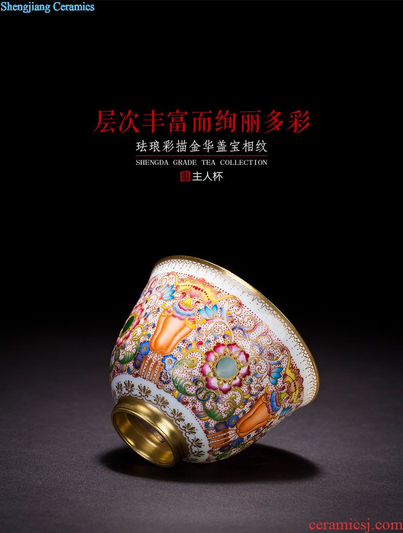 Holy big ceramic kung fu tea master cup hand-painted pastel poetic landscape six-party cup jingdezhen tea sample tea cup