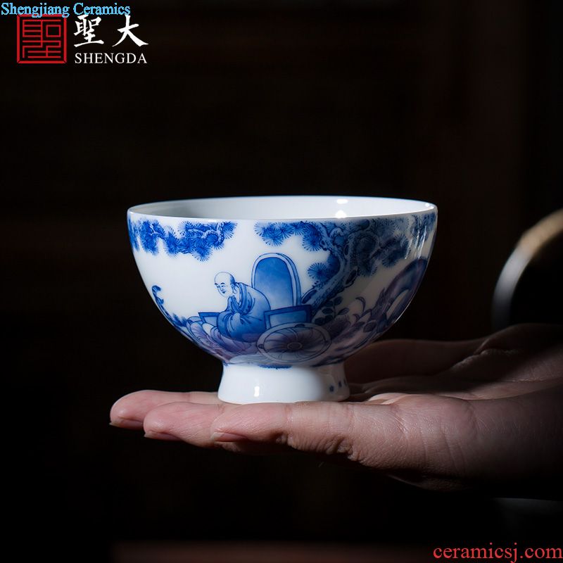 Holy big blue and white painting of flowers and bamboo office cup hand-painted ceramic tea cup with lid handle all hand of jingdezhen tea service