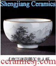 Holy big blue-and-white ceramics kung fu tea cups sample tea cup hand-painted maintain wulong lines master jingdezhen tea bowl