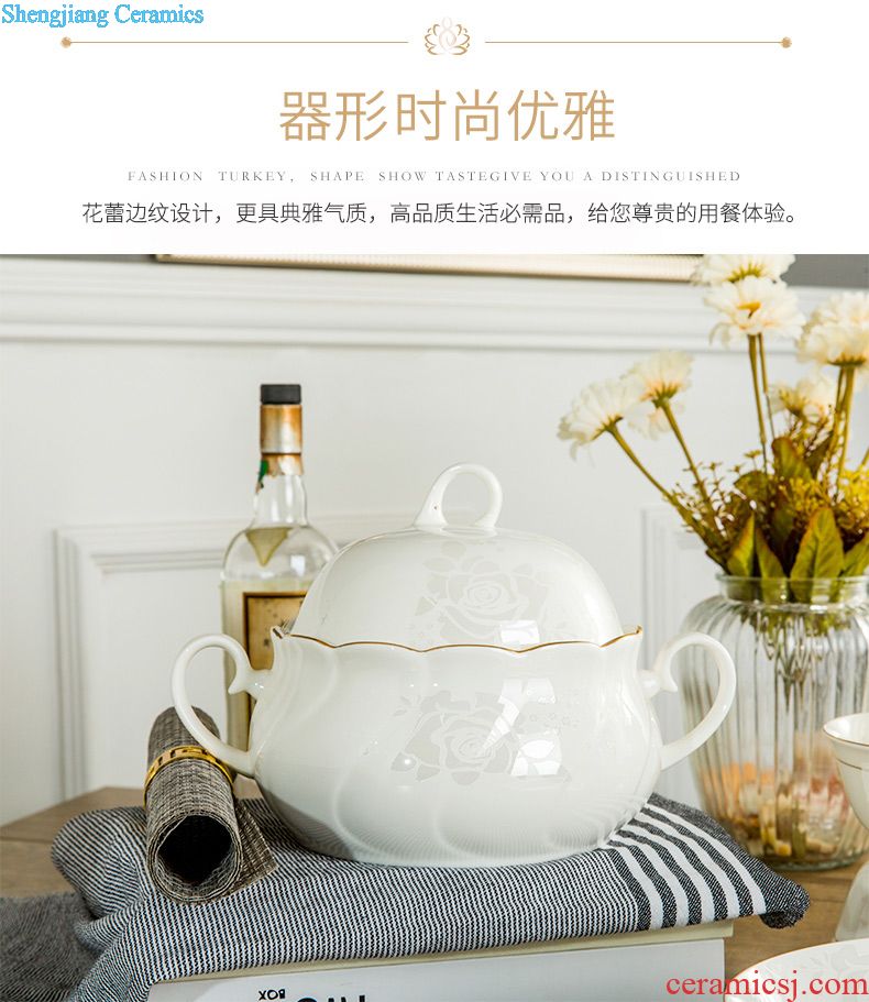 Dishes suit household jingdezhen bowls daily bone bone porcelain tableware suit ceramic dishes gifts at home