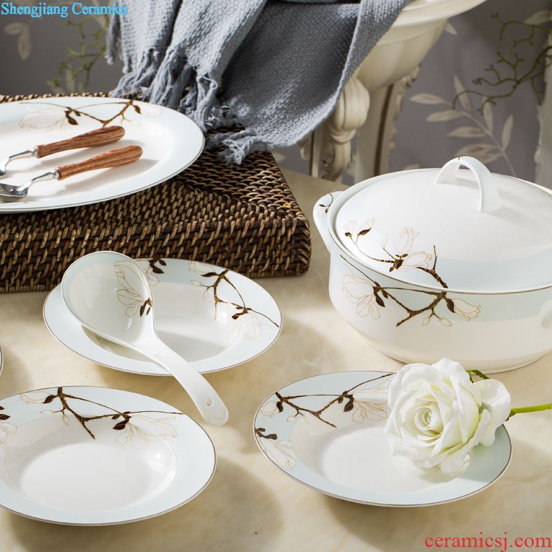 Far industry dishes suit household jingdezhen ceramic tableware suit 56 high-class european-style dishes chopsticks contracted