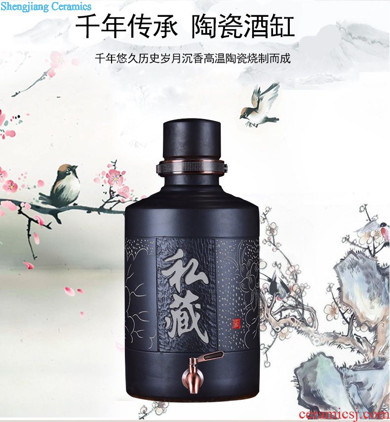 The glass bulb wine bottle with tap 10 jins 20 jins of jingdezhen ceramic wine words sealed wine container medicine bottle