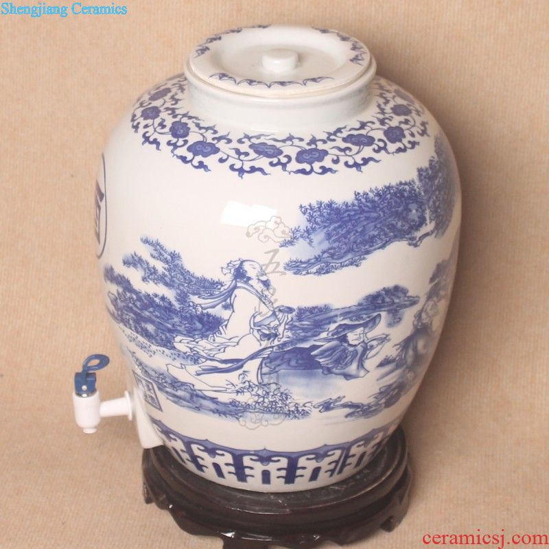 Hand-painted jingdezhen ceramic bottle 5 jins of bubble bottles decoration bottle small jars Seal the bottle An empty bottle