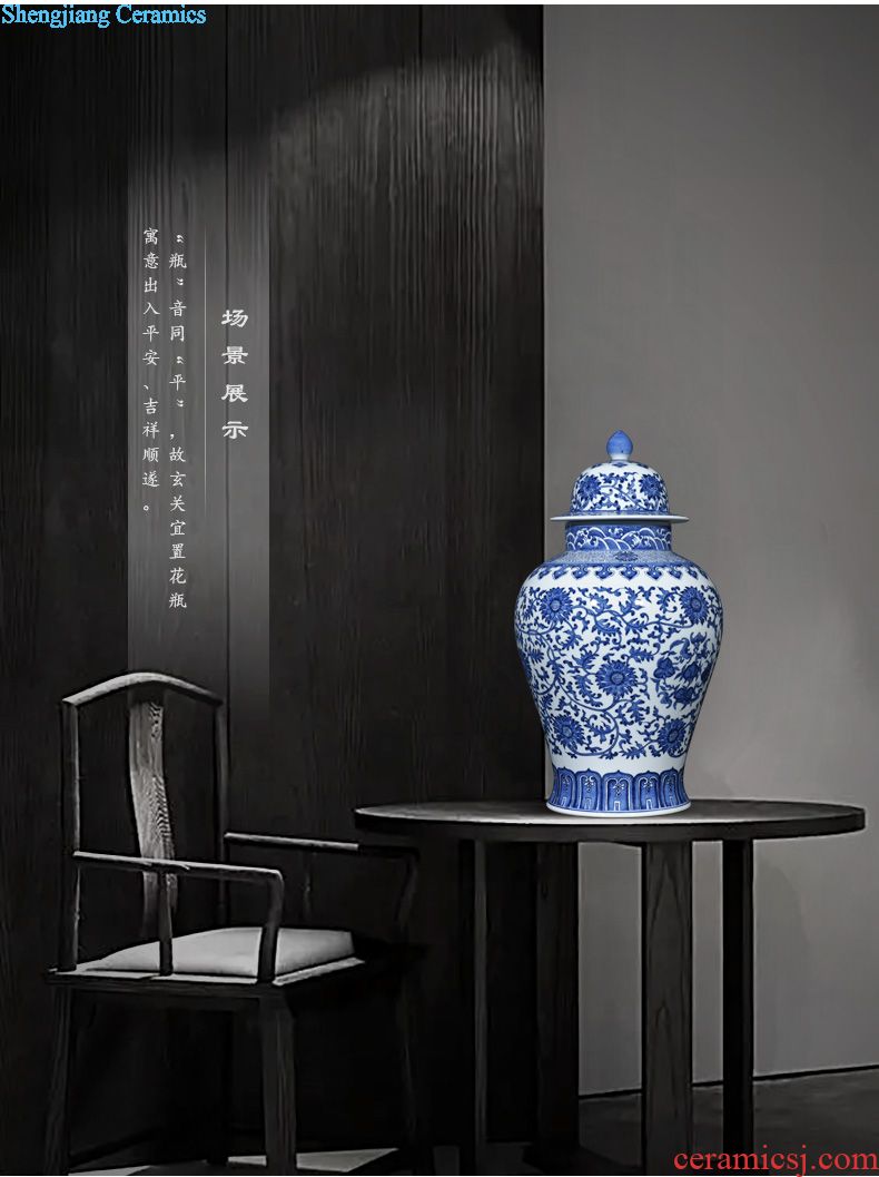 Hand-painted JingJun jingdezhen ceramics crafts are blue and white porcelain vases, flower arrangement sitting room of Chinese style household decorations