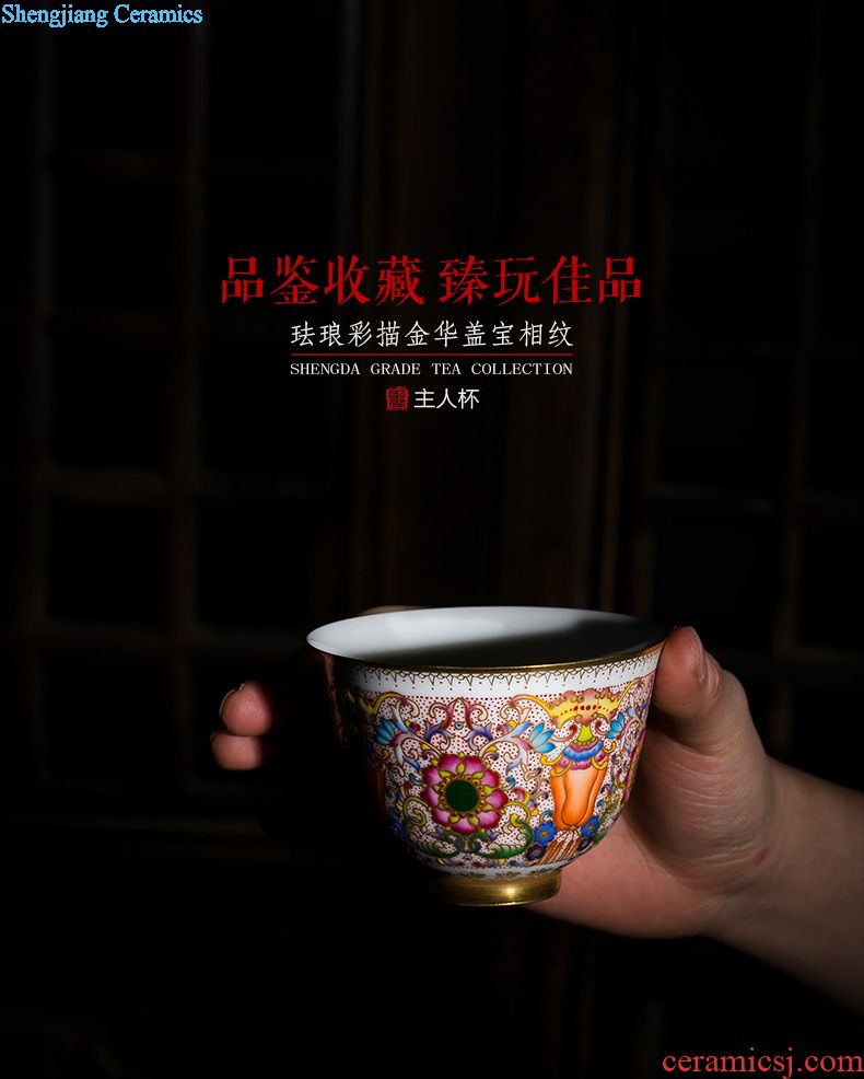 Holy big ceramic kung fu tea master cup hand-painted pastel poetic landscape six-party cup jingdezhen tea sample tea cup