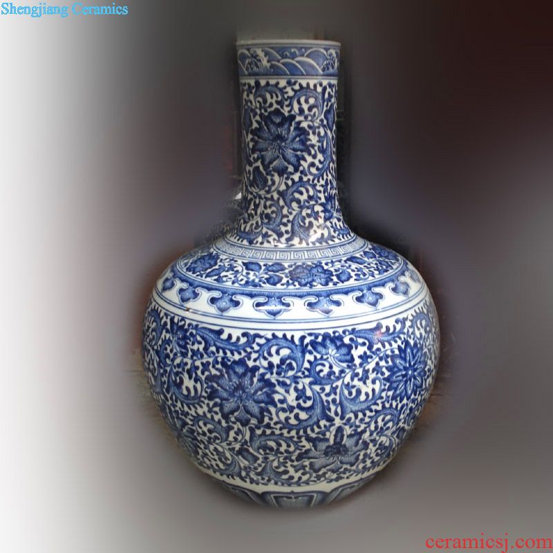 Jingdezhen in 80-90 cm high hand-painted scenery olive ceramic bottle enterprises of large ceramic vase vase curve