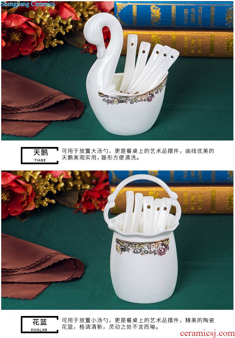 Jingdezhen high-grade embossed gold tableware suit European household gift dishes suit household dowry gift box