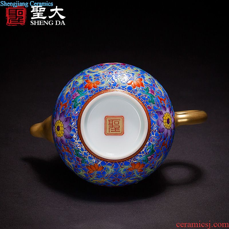 Caddy hand-painted ceramic blue colored enamel bound to branch group crane grain storage POTS all hand fittings of jingdezhen tea service