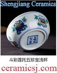 Santa seiko antique hand-painted ceramic da Ming chenghua bucket color lotus pond yuanyang grain cup sample tea cup of jingdezhen tea service