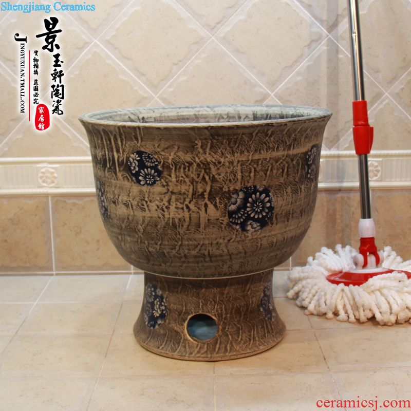 Jingdezhen ceramic mop JingYuXuan blue lotus pool large body art mop mop bucket basin mop pool