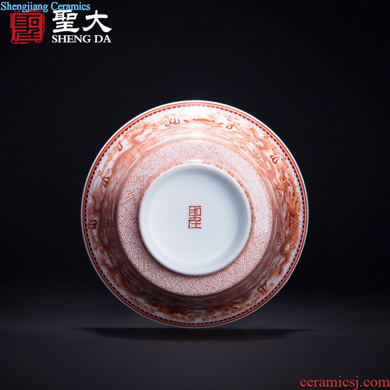 Santa jingdezhen all handmade ceramic sample tea cup hand-painted pastel pine crane master cup kung fu tea tea cup