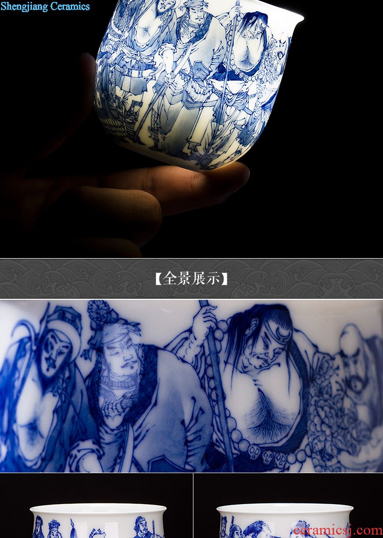 The big ceramic curios Hand-painted heavy big blue heaven six cup of cup jingdezhen tea kungfu tea cups