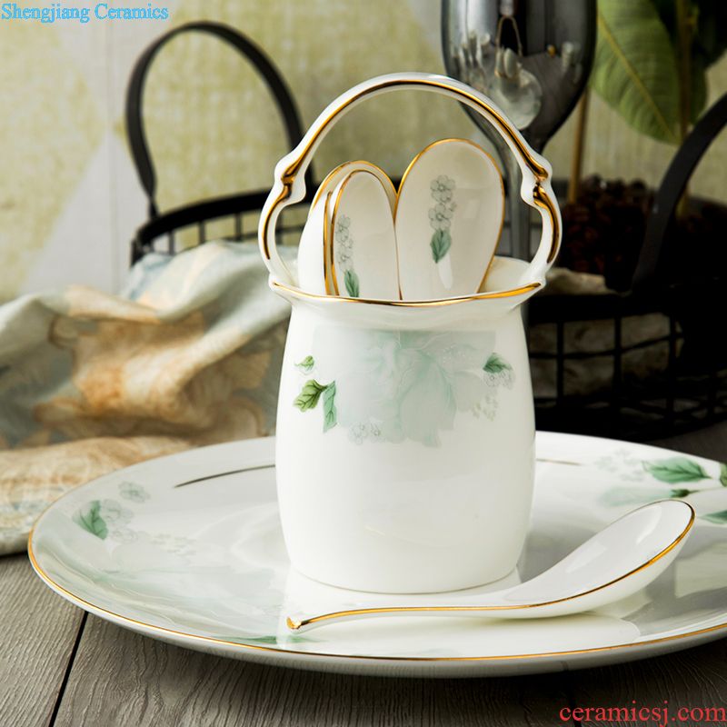 Jingdezhen ceramic tea set tea coffee suits home dishes form a complete set of tea set practical tea cups