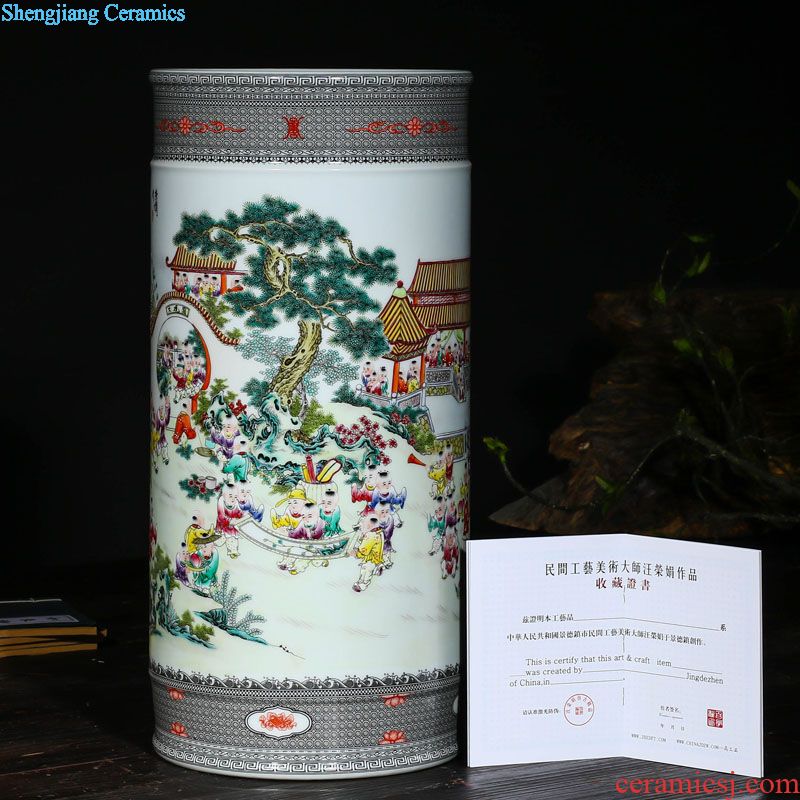 Jingdezhen ceramic general large cans of blue and white porcelain vase modern home sitting room adornment is placed