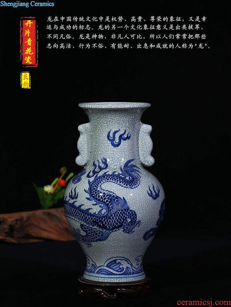 Imitation of jingdezhen ceramics kiln on vase classical modern home sitting room adornment handicraft furnishing articles large