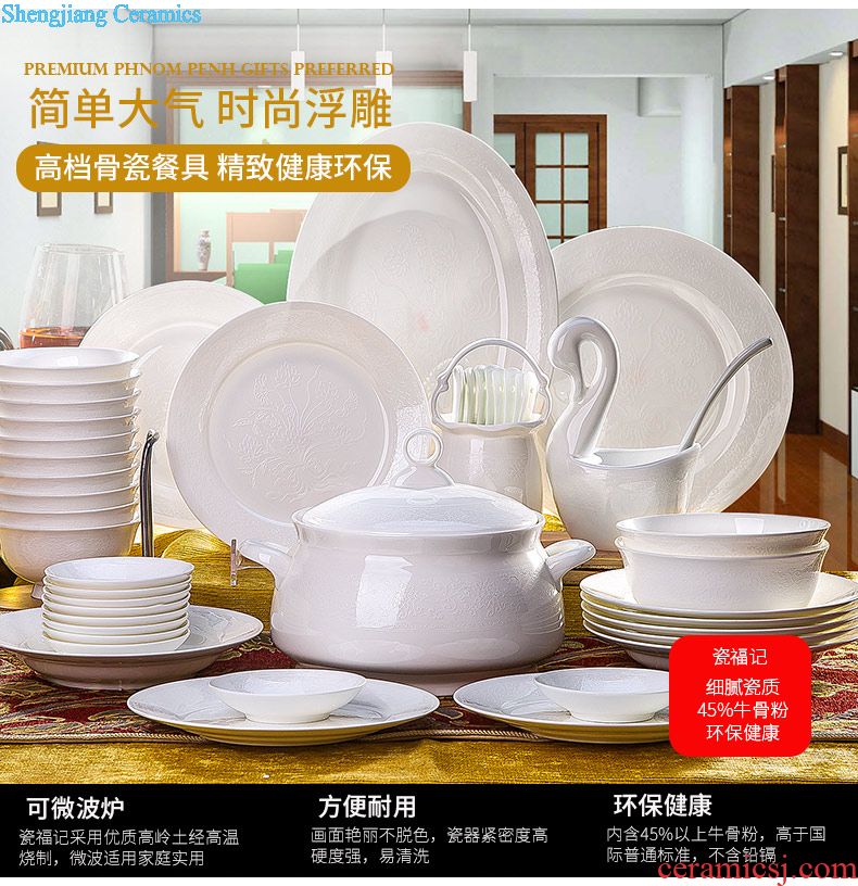 Tableware suit jingdezhen contracted Chinese chopsticks combination bone China tableware dishes suit household gifts