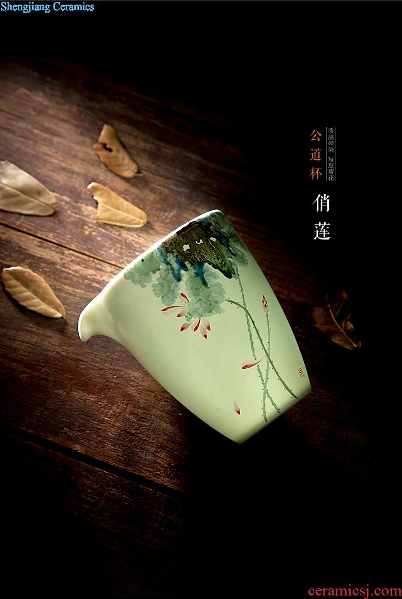 Santa bearing hand-painted ceramic pot yellow colored enamel bound to peony lines lotus-shaped plate bearing jingdezhen kung fu tea tea set