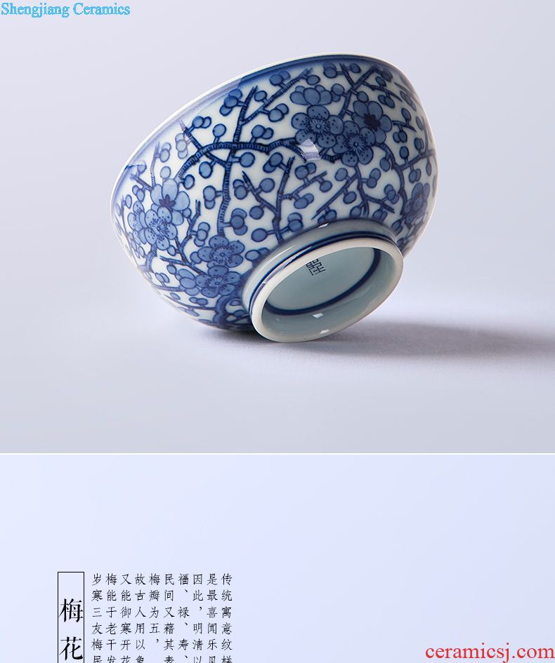 Holy big ceramic kung fu tea colored enamel fallen petal cloud bat grain sample tea cup all hand jingdezhen tea masters cup