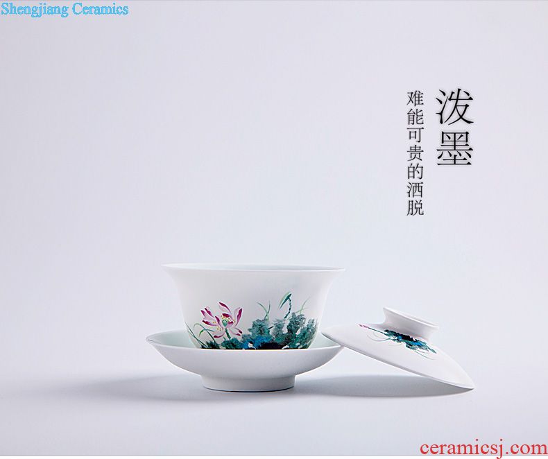 The big hand painted lotus kung fu jingdezhen ceramic sample tea cup tea cups manual single cup bowl with fine powder enamel